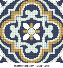 Halftone colorful seamless retro pattern round curve cross frame flower