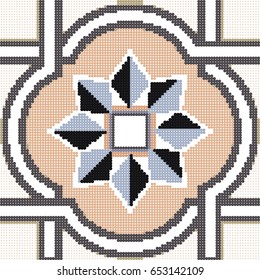 Halftone colorful seamless retro pattern curve square cross frame star flower
