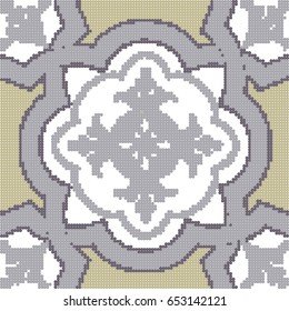 Halftone colorful seamless retro pattern curve cross frame flower kaleidoscope