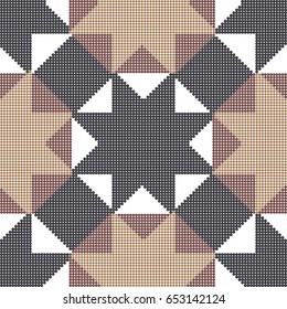 Halftone colorful seamless retro pattern octagon star cross triangle geometry