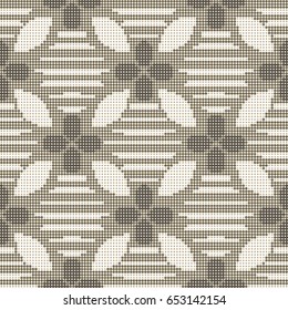 Halftone colorful seamless retro pattern curve cross flower line