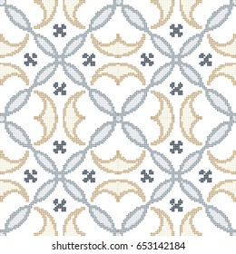 Halftone colorful seamless retro pattern elegant round curve cross geometry