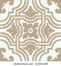 Halftone colorful seamless retro pattern vintage curve cross geometry frame flower