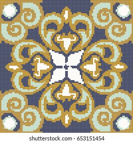 Halftone colorful seamless retro pattern vintage green blue spiral cross kaleidoscope