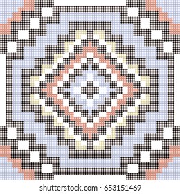 Halftone colorful seamless retro pattern square mosaic octagon geometry cross