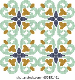 Halftone colorful seamless retro pattern spiral curve cross kaleidoscope