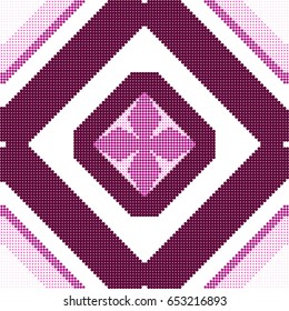 Halftone colorful seamless retro pattern purple pink diamond check geometry
