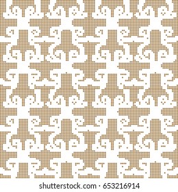 Halftone colorful seamless retro pattern curve geometry cross kaleidoscope
