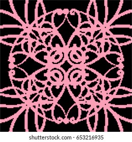 Halftone colorful seamless retro pattern pink kaleidoscope cross spiral round vine