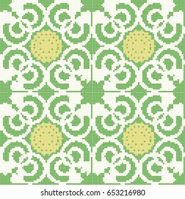 Halftone colorful seamless retro pattern round curve spiral cross vine flower kaleidoscope