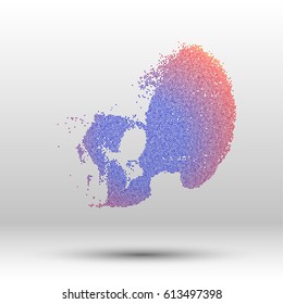 Halftone colorful skull, line, Wave, circles, mosaics. Design element. Invitation, party. Billboard, flyer. Musical poster. T shirt design.