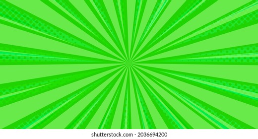 Halftone comic background. Green wallpaper template with superhero design. Vector illustration in pop art style