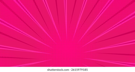 Halftone comic background. Pink wallpaper template with superhero design. Vector illustration in pop art style