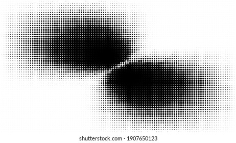 Halftone. Comic pattern. Abstract dotted radial background. Texture of black dots. Gradient background. Vector illustration.