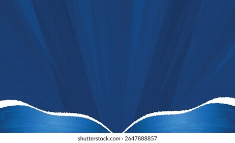 Fondo azul del estilo cómico del semitono con la frontera de papel rasgada