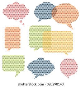 Halftone Comic Word Bubbles - Set of word bubbles with halftone textures.  Colors are global and can be easily edited.