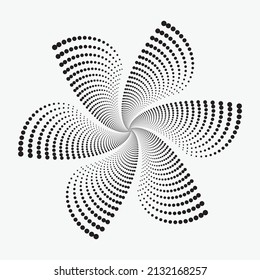 Halftone, konzentrischer Hintergrund. Abstrakter Hintergrund, Muster, Textur, Objekt. Halftone Design Element in floraler Form. Vektorgrafiken.