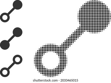 Halftone connect. Dotted connect designed with small round dots. Vector illustration of connect icon on a white background. Halftone pattern contains round dots.
