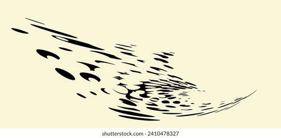 A halftone contour border moving at high speed from different points and spots. Space for copying text. Vector.