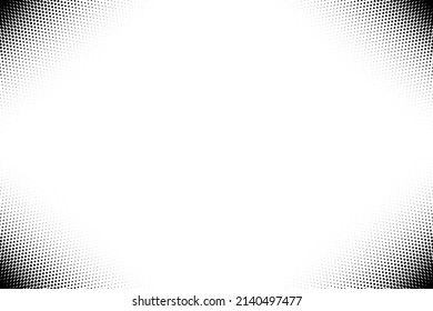 Halftone corner texture. Faded dot pattern for design prints. Bg abstract fades gradient. Black fading geometric background for overlay effect. Subtle dots patern. Zooming polka. Vector illustration