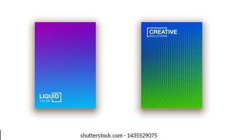 Halftone cover page layouts vector design geometric background. Party posters set halftone gradient texture. Music flyer frame templates. Social media duotone gradient background set Retro cover pages