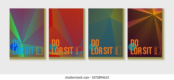 Halftone Covers Template. Creative Corporate Identity Design. Futuristic Abstract Geometric Business Backgrounds. Contrast Neon Halftone Covers Set. Vector Iridescent Party Poster Design.