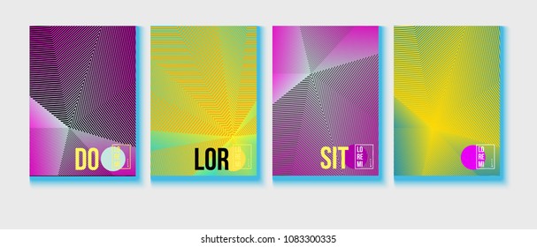 Halftone Covers Template. Simple Corporate Identity Design. Futuristic Abstract Geometric Business Backgrounds. Halftone Minimal Presentation Covers. Neon Colored Iridescent Print Design.