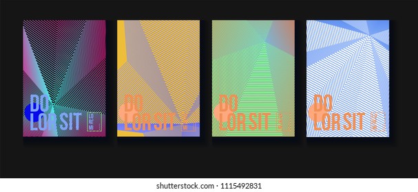 Halftone Covers Template. Simple Corporate Identity Design. Futuristic Pattern, Abstract Business Backgrounds. Trendy Neon Halftone Covers Set. Vector Iridescent Party Poster Design.