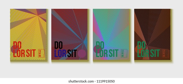 Halftone Covers Template. Trendy Blend Lines Corporate Identity. Futuristic Pattern, Geometric Business Backgrounds. VIP Cool Halftone Minimal Covers. Vector Iridescent Party Poster Design.