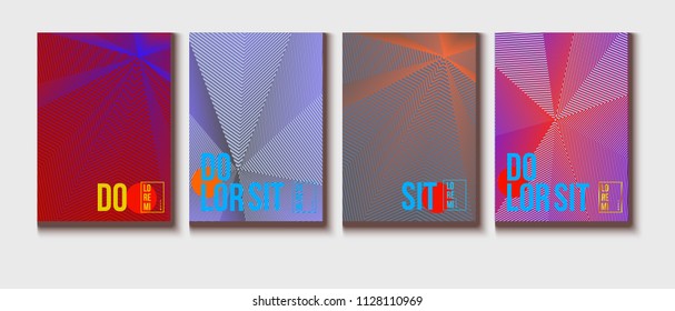 Halftone Covers Template. Trendy Blend Lines Corporate Identity. Futuristic Pattern, Abstract Business Backgrounds. Halftone Minimal Presentation Covers. Vector Iridescent Party Poster Design.