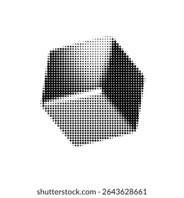 Halftone cube vector illustration with optical illusion effect. Perfect for abstract designs, modern graphics, and retro-inspired projects. High demand in digital art and creative design.