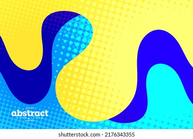 halftone with curve fluid in yellow and blue. technology promoted background can be use for advertisement poster banner website brochure template product package design vector eps.