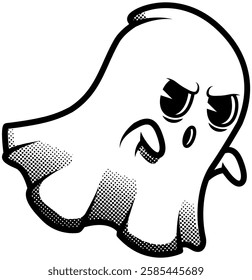 Halftone Cute And Angry Ghost