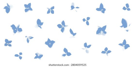 Halftone Cyanotype Blue Flowers. Hydrangea Leaves Vector Photocopy. Grunge Grain Floral Collage. Scrapbook Blue Cyanotype Flower Seamless Pattern.