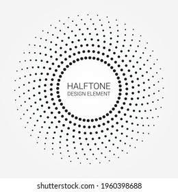 Halftone Design element, pattern, texture. Halftone dots in circle form. Round halftone logo. Abstract dotted background.