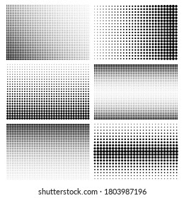 Halftone design elements with black dots isolated on white background. Comic dotted pattern.Vector illustration.