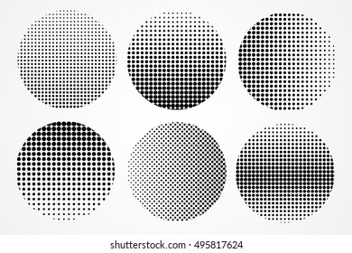 Halftone design elements.Dotted round shapes .Vector illustration.