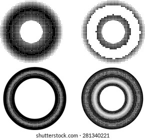 Halftone design elements.Halftone round shapes.Vector illustration.