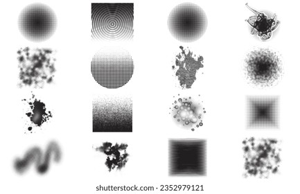 Halftone design elements,Halftone Shape Set On White