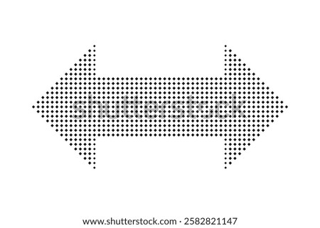 Halftone diagonal squares double arrow icon. A two-way direction symbol. Isolated on a white background.