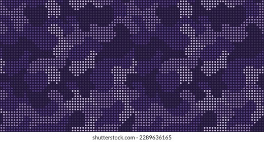 Halftone digital vinous camouflage.  LED screen pattern in dark maroon tones, camo grid, polka dot background. Seamless vector texture