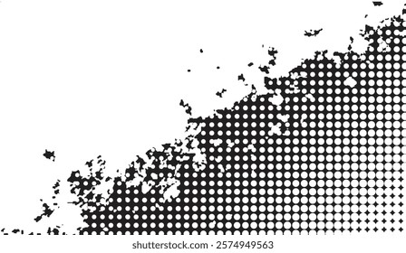 Halftone Disruption, A Visual Juxtaposition of Ordered Grids and Chaotic Black Mass In a Monochromatic Realm