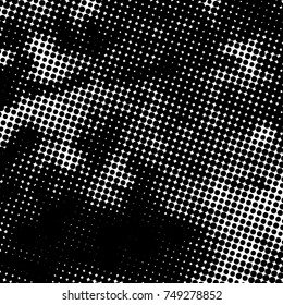 Halftone Distressed Grainy Texture for your design. Dirty typographic dot overlay aged background. Black and white artistic template. EPS10 vector.