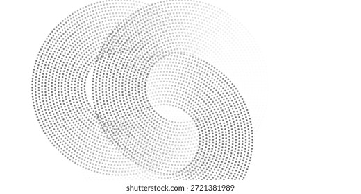 halftone dot abstract background. black circle lines pattern. Futuristic technology concept. Suit for cover, poster, banner, brochure, header, website