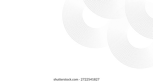 Fondo abstracto de punto de semitono. patrón de líneas de círculo negro. Concepto de tecnología futurista. Traje para la cubierta, cartel, Anuncio, folleto, cabecera, Sitio web
