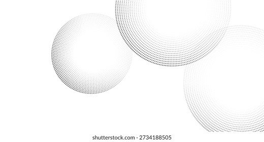 halftone dot abstract background. black circle lines pattern. Futuristic technology concept. Suit for cover, poster, banner, brochure, header, website