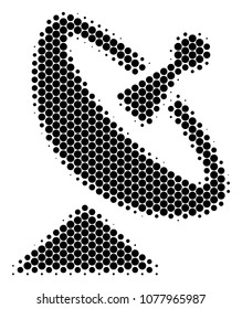 Halftone dot Antenna icon. Pictogram on a white background. Vector composition of antenna icon designed of spheric blots.