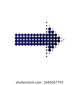 Icono de flecha de punto de semitono, Símbolo de dirección moderno, Vector derecho de puntero pixelado