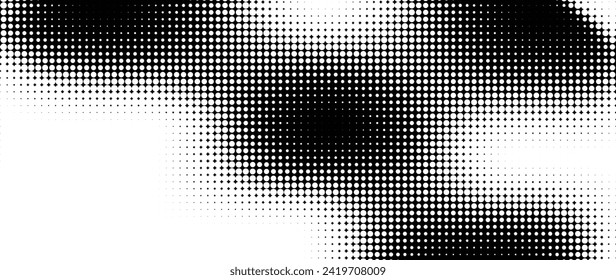 Halftone dot background pattern vector illustration. Monochrome gradient dotted modern texture and fade distressed overlay. Design for poster, cover, banner, business card, mock-up, sticker, layout.