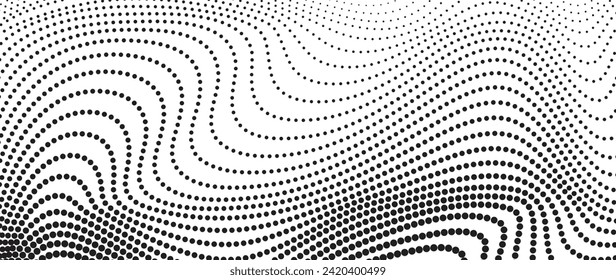 Halftone dot background pattern vector illustration. Monochrome gradient dotted modern texture and fade distressed overlay. Design for poster, cover, banner, business card, mock-up, sticker, layout.